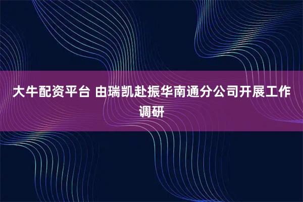 大牛配资平台 由瑞凯赴振华南通分公司开展工作调研